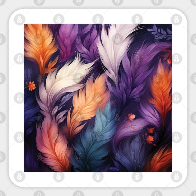 Vibrant Plumes: A Feathered Fantasy Sticker by Gold Turtle Lina